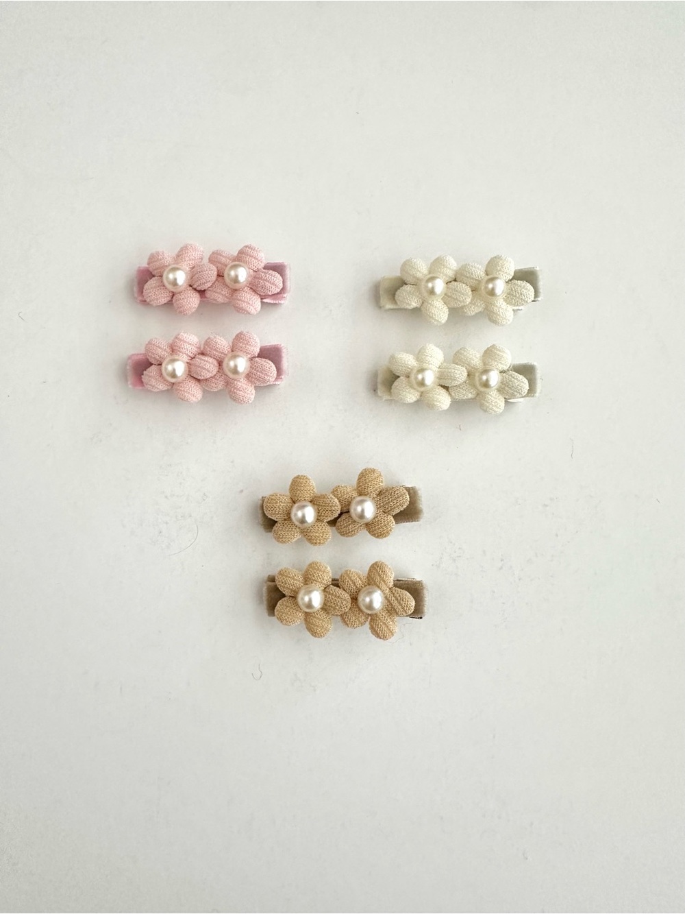 Baby Floral Non-slip Hair Clip Set - Pink, Cream, Beige